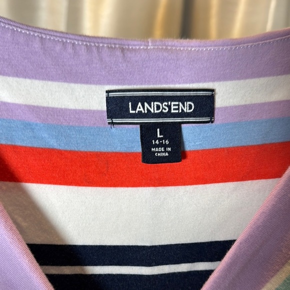 Lands' End Purple and Blue Pleated‎ Tiered Midi Sundress size Large 14/16 - Picture 3 of 3